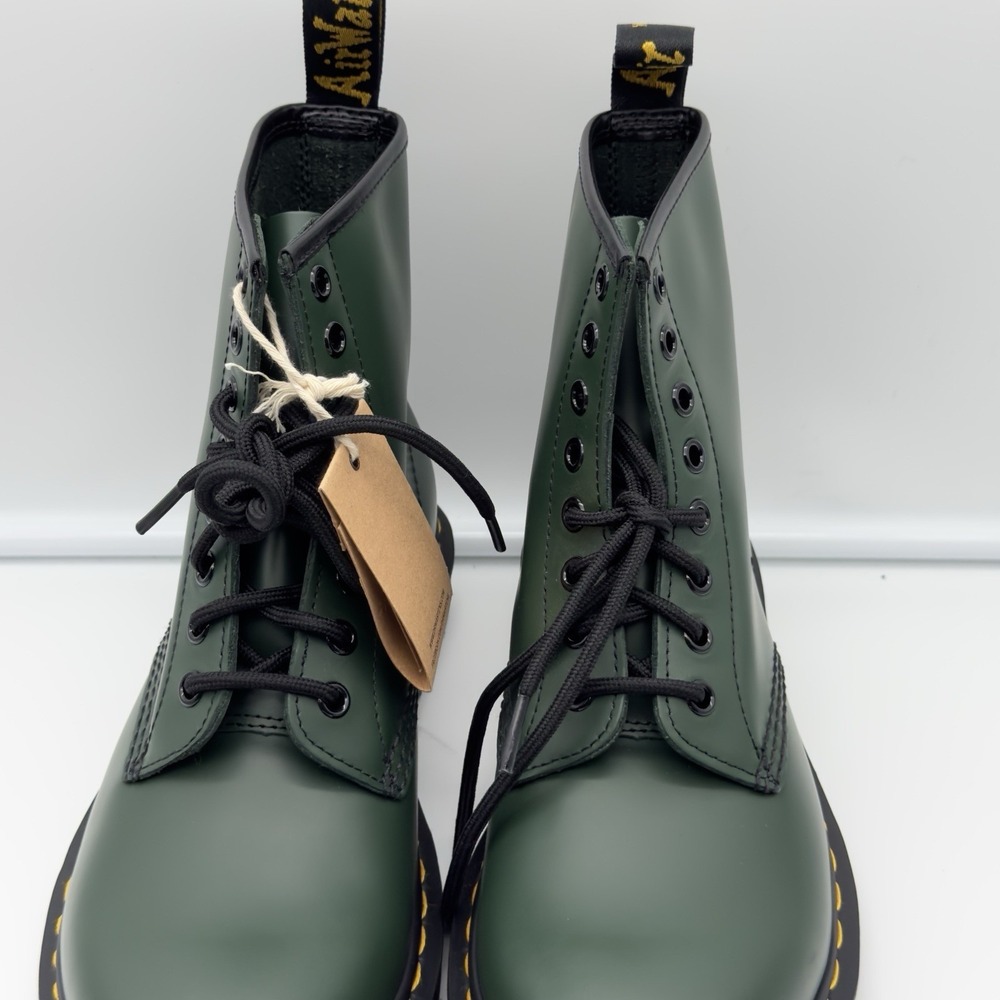 Doc Dr. Martens 1460 Smooth Leather Lace Up Boots Green 118222 Men 7 Women 8 - Picture 6 of 14